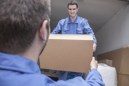 Commercial moving team preparing office relocation in Marylebone