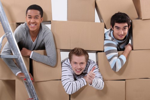 Organised packing boxes ready for a move in Marylebone