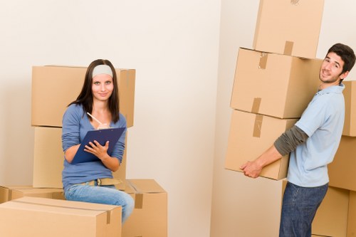 Professional commercial movers handling office items in Marylebone
